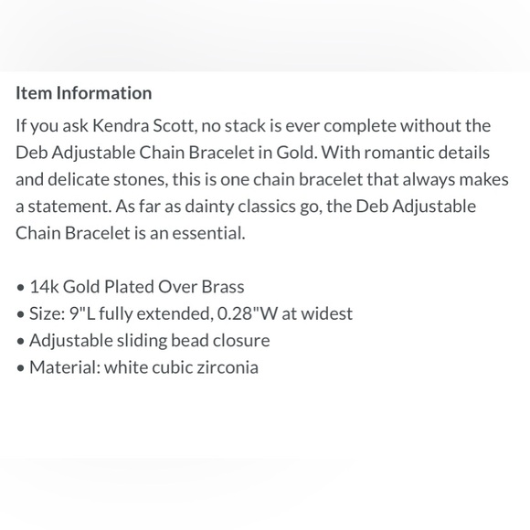 NWT KENDRA SCOTT Deb Chain Adjustable Iridescent Bracelet in Gold - Picture 5 of 5